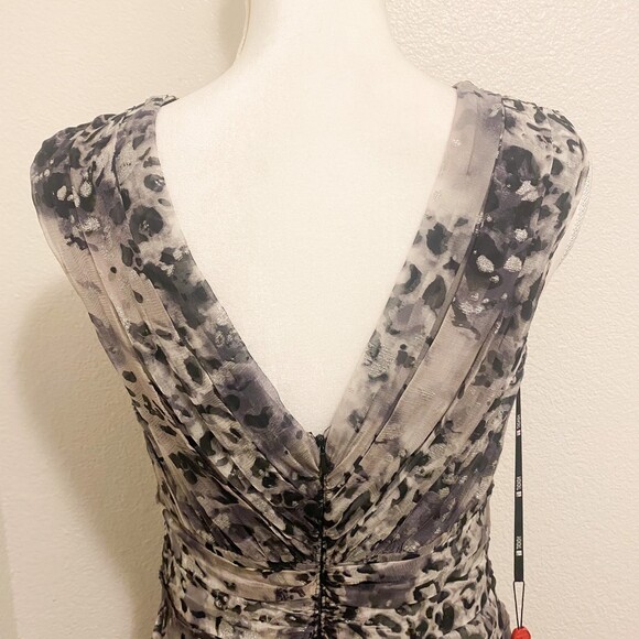 NWT TADASHI 100% Silk Metallic Animal Print Evening Festivities Dress Size 10 - Picture 4 of 7